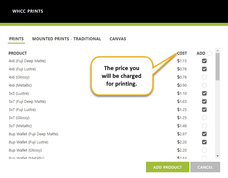 imagely nextgen pro whcc print options
