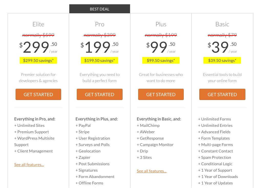 WPForms Plans and Pricing