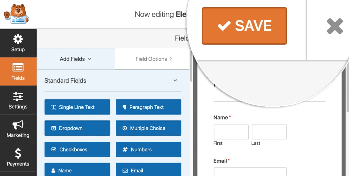 save wpforms settings