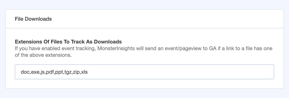 enable file downloads tracking in monsterinsights