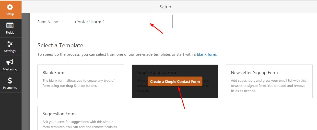 create a simple contact form using wpforms