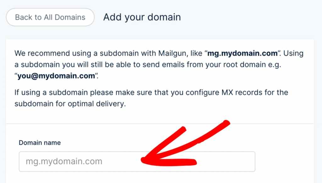 mailgun subdomain for sending emails
