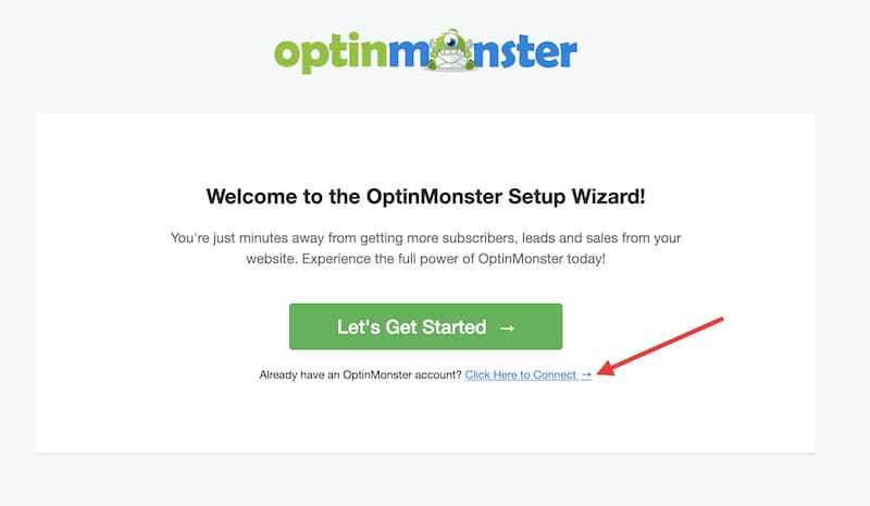 connect existing optinmonster account to wordpress