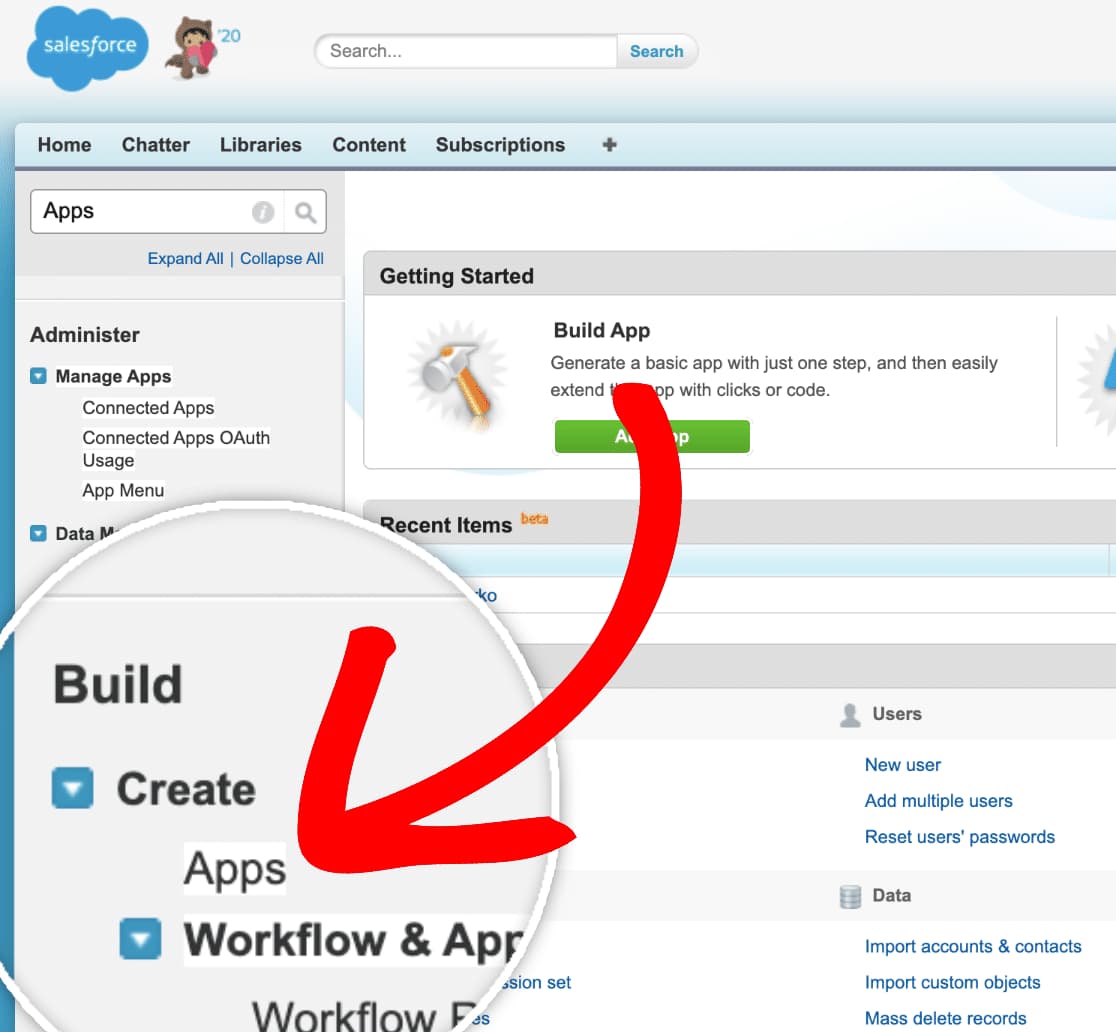 create new app in salesforce