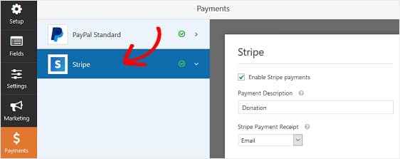 wpforms stripe addon settings