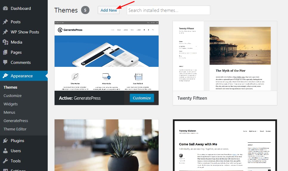 add new WordPress theme