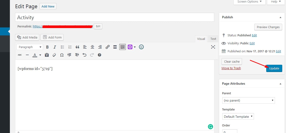insert forms shortcode