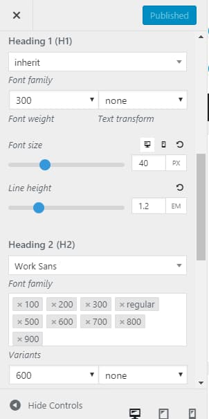 generatepress heading typography