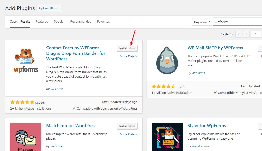 install wpforms lite