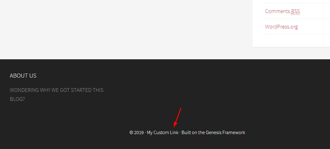 edit genesis framework footer credits using php code