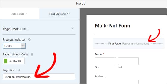multi page form progress bar customization