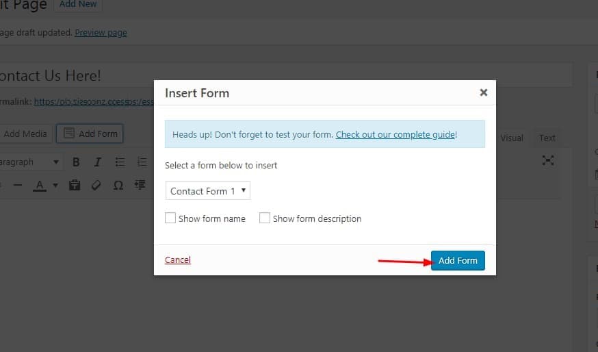 insert wpforms lite shortcode