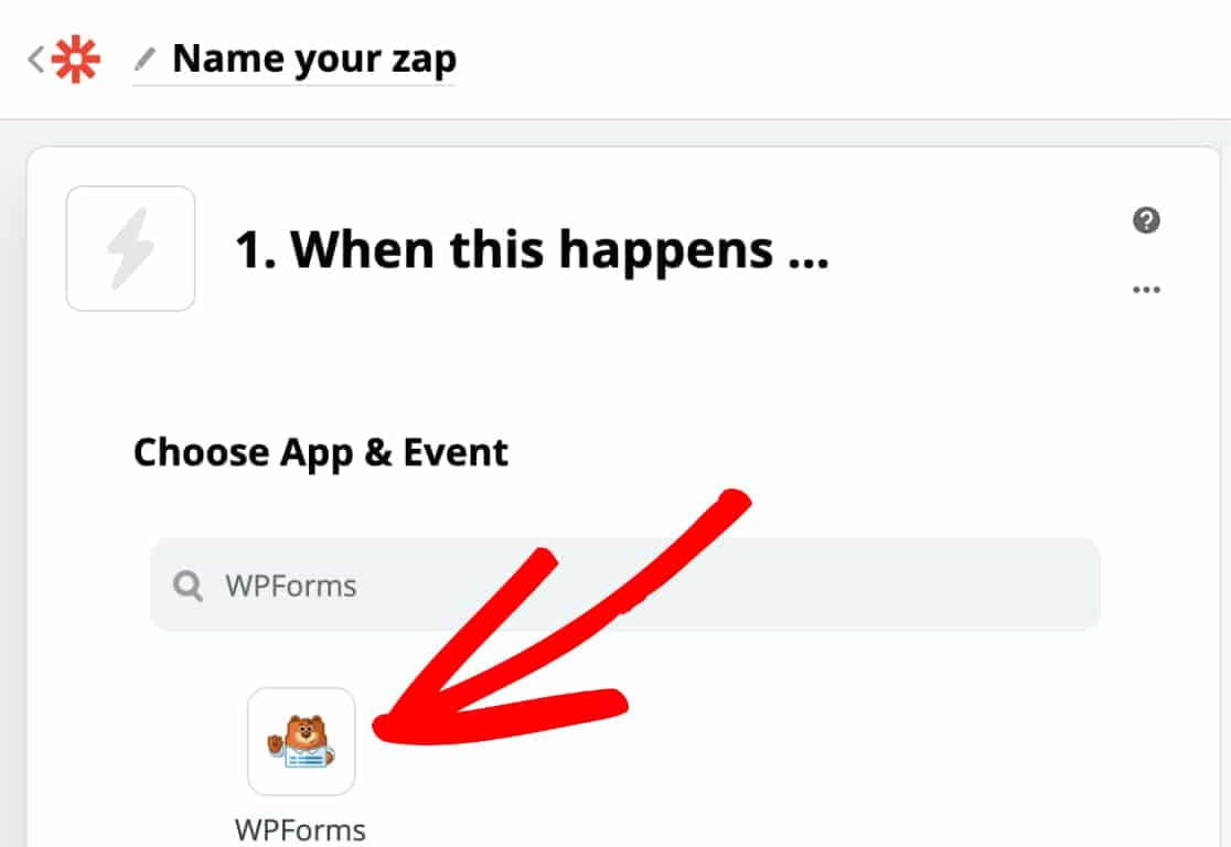 select wpforms in zapier