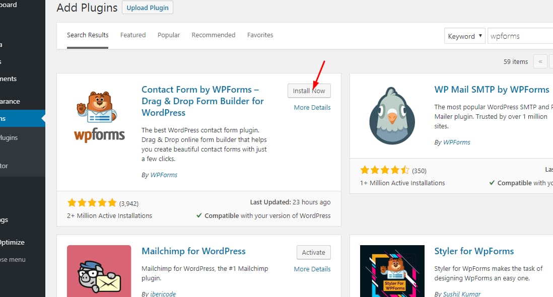 install wpforms lite plugin