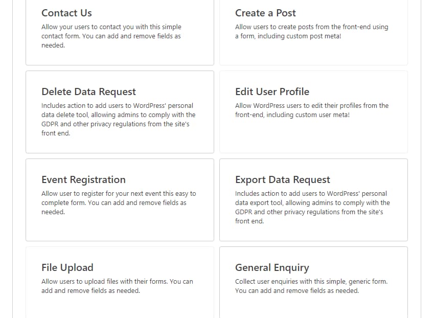 choose form type using ninja forms