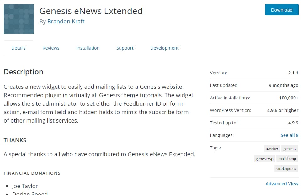 genesis enews extended