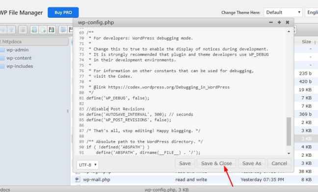 save and close wp-config.php file