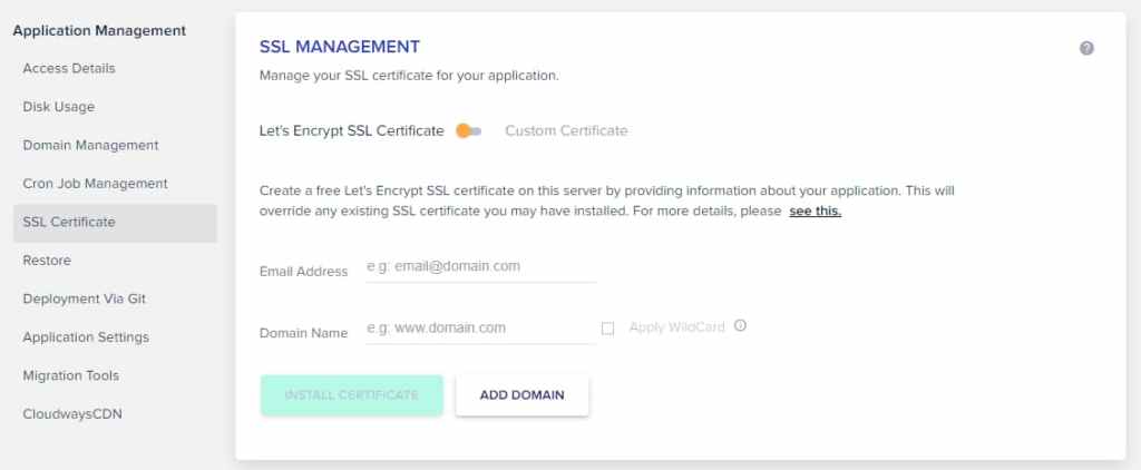 Install Free (Lets Encrypt) SSL Certificate on Cloudways
