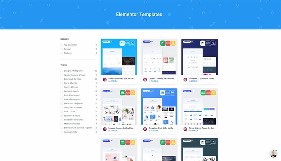jetelements addons and elementor templates for elementor wordpress page builder plugin