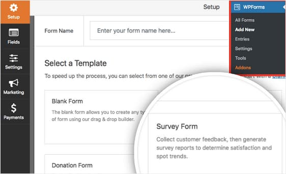 wpforms survey forms template