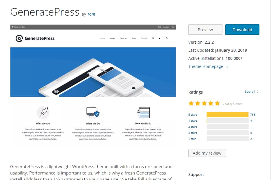 generatepress theme WordPress repository