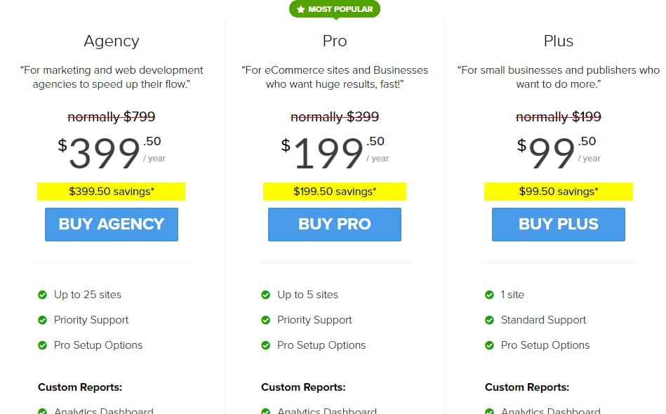 monsterinsights plans and pricing