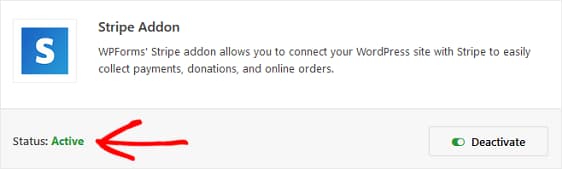 activate wpforms stripe payment gateway addon