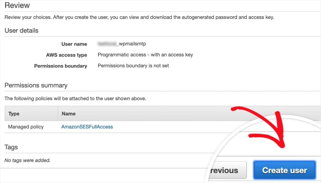 review aws iam user details