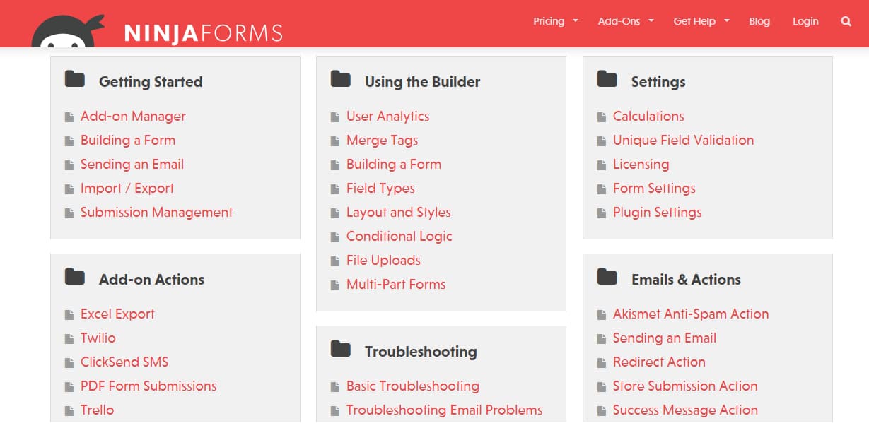 ninja forms documentation