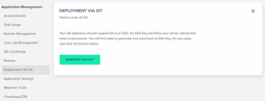 Cloudways Deployment via Git and SSH Keys Generation