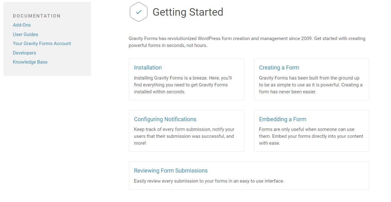 gravity forms documentation