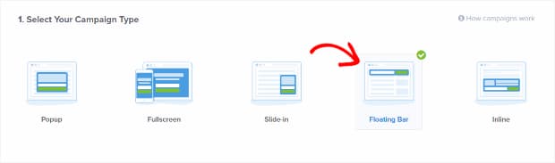 optinmonster floating bar campaign