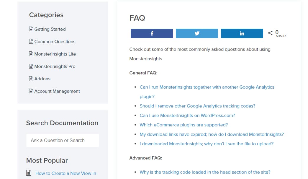 monsterinsights faqs