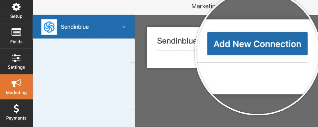 wpforms - add new sendinblue connection to form