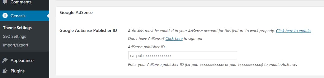 genesis framework google adsense integration