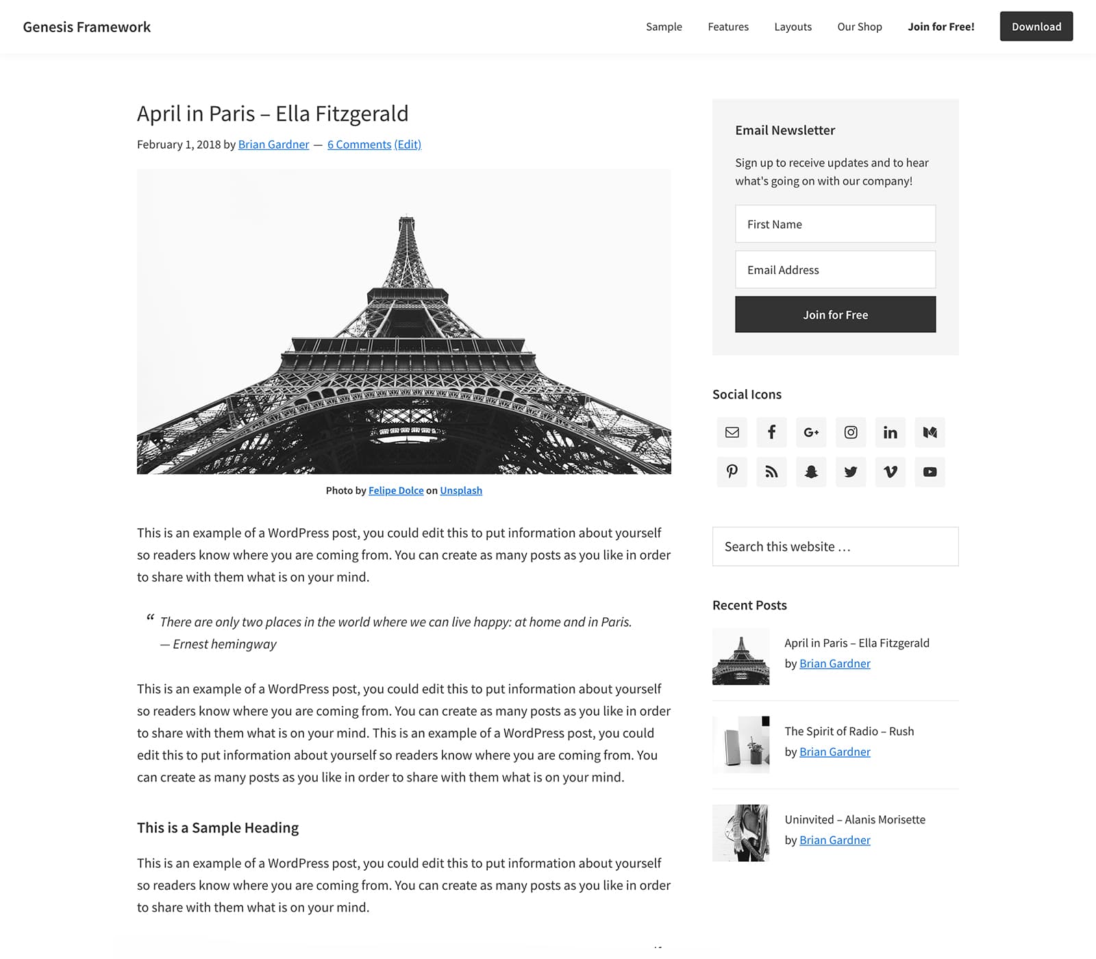 genesis sample child theme