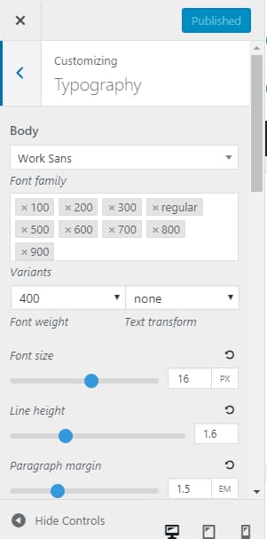 generatepress typography font customization