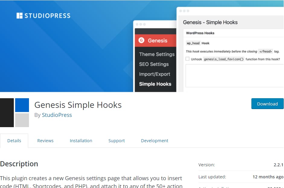 genesis simple hooks