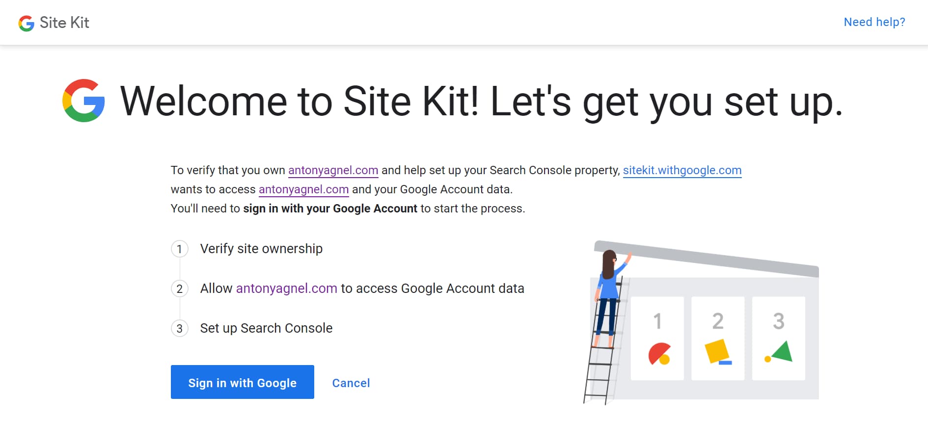 verify site ownership using google site kit