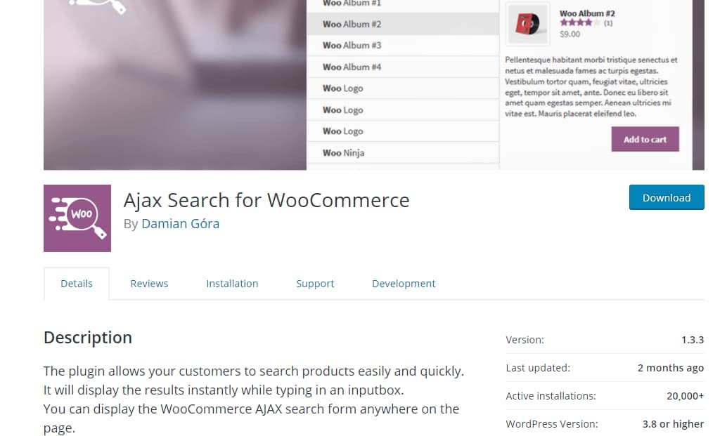 ajax search for woocommerce plugin