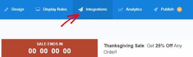 optinmonster integrations tab