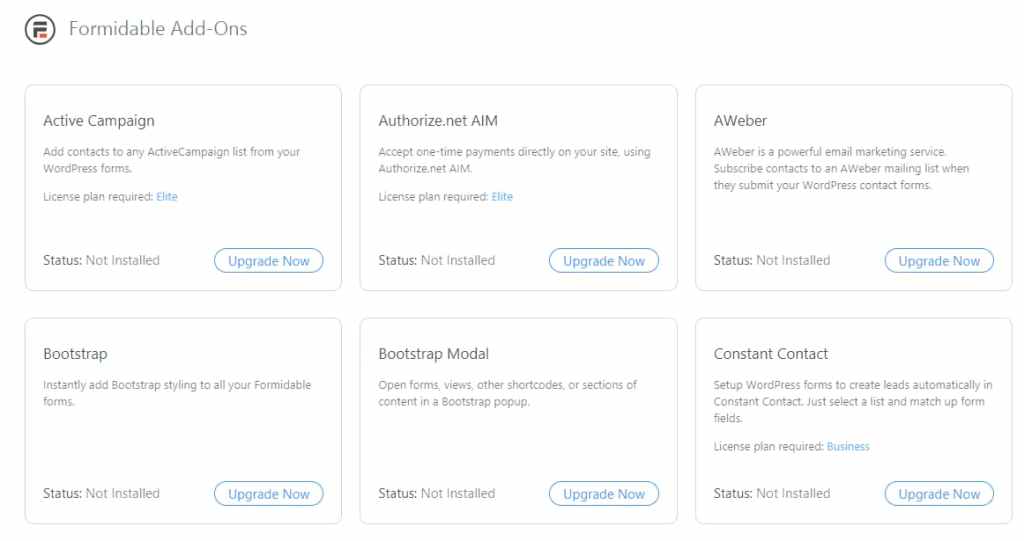 formidable forms addons