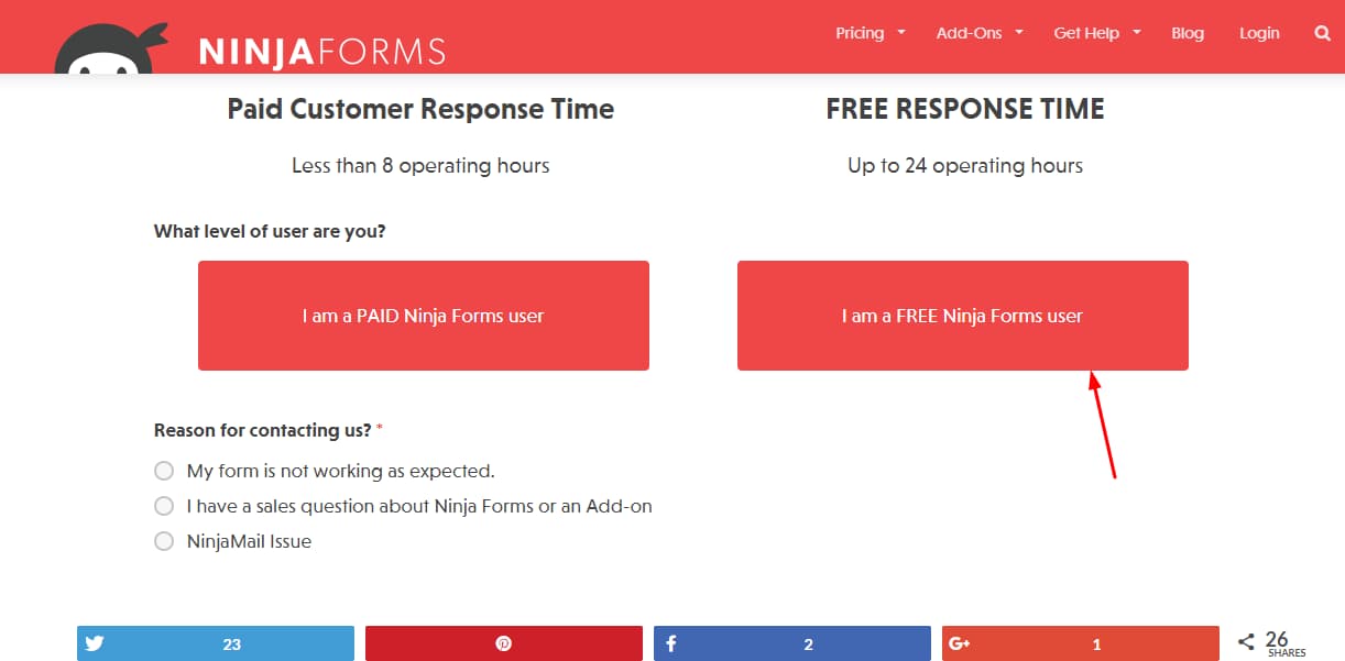 ninja forms free support