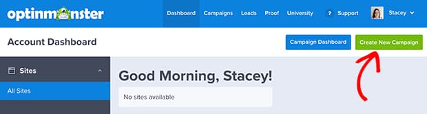 create new optinmonster campaign